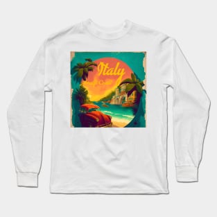 Amalfi Coast Italy Vintage Travel Art Poster Long Sleeve T-Shirt